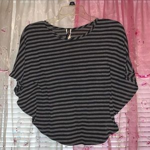 Black and Gray Poncho Blouse